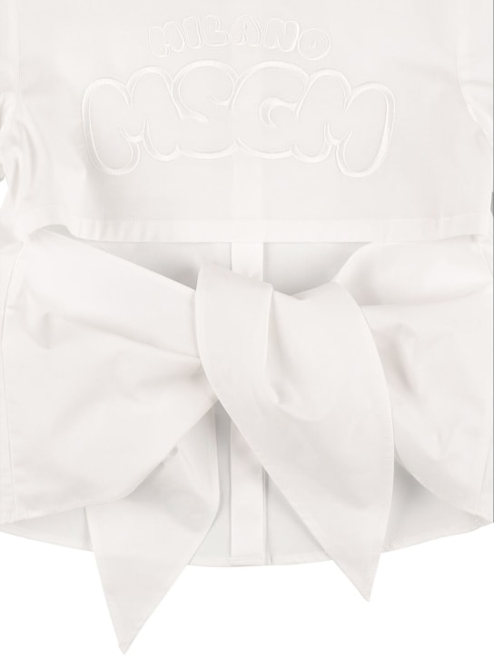 MSGM: Camisa de popelina de algodón - Blanco - kids-girls_1 | Luisa Via Roma