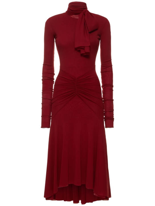 Philosophy Di Lorenzo Serafini: Stretch tulle flared midi dress - Red - women_0 | Luisa Via Roma