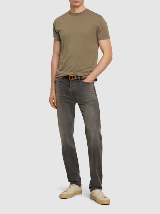 Tom Ford: Camiseta de lyocell y algodón - Pale Army - men_1 | Luisa Via Roma