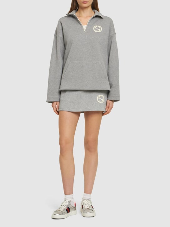 Gucci: Sudadera de jersey de algodón - Gris Melange - women_1 | Luisa Via Roma