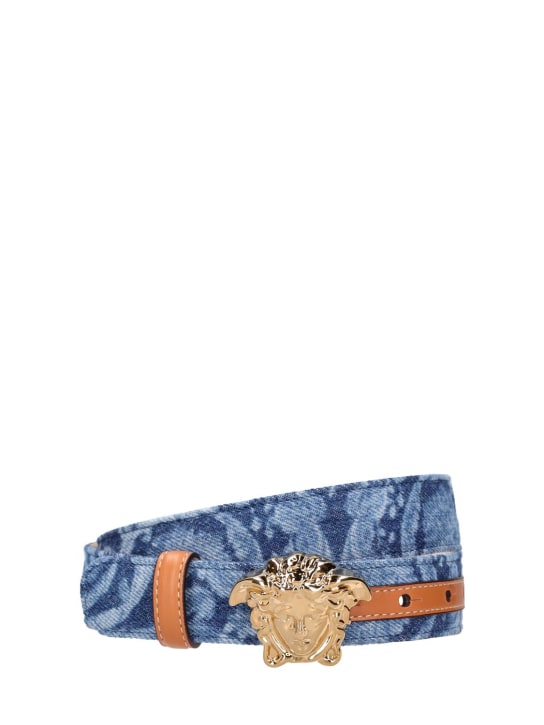 Versace: Cinturón de denim 30mm - Azul - women_0 | Luisa Via Roma