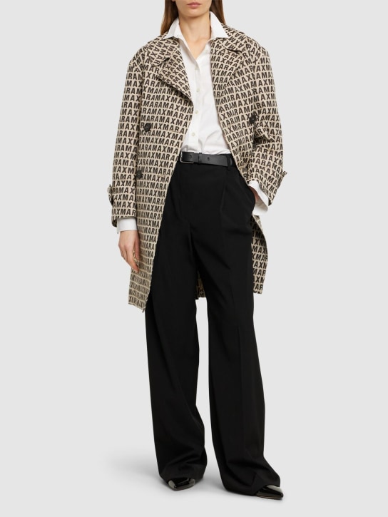 Max Mara: Jacques logo jacquard midi coat - women_1 | Luisa Via Roma