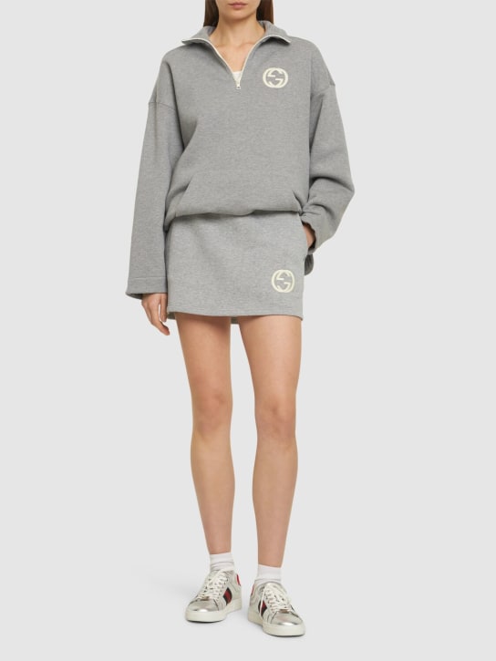 Gucci: Fleece cotton mini skirt - Gri Karışımı - women_1 | Luisa Via Roma