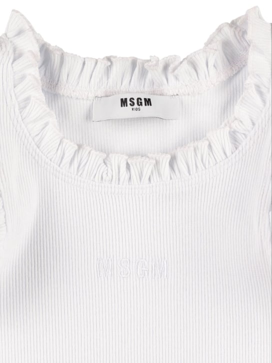 MSGM: Top de algodón acanalado sin mangas - Blanco - kids-girls_1 | Luisa Via Roma
