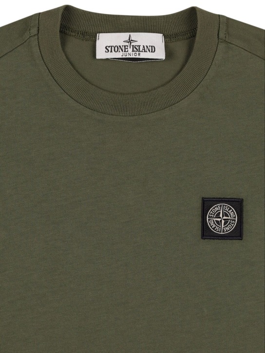 Stone Island: T-shirt in jersey di cotone - Verde Scuro - kids-boys_1 | Luisa Via Roma