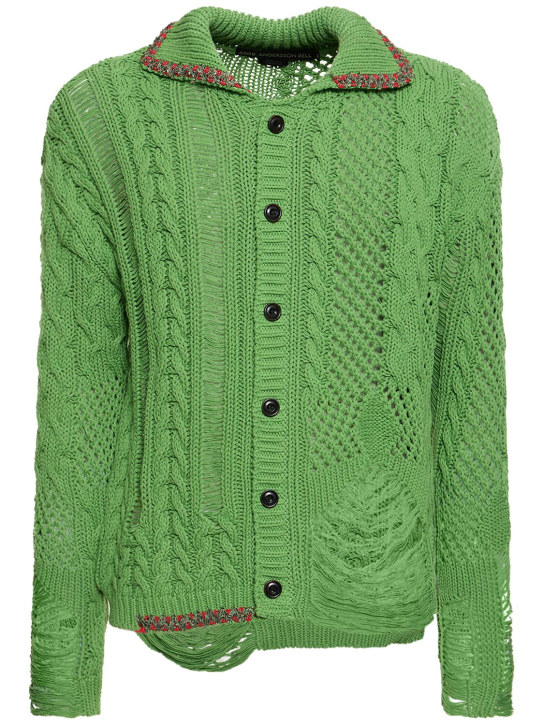 Andersson Bell: Sauvage cotton knit cardigan - Yeşil - men_0 | Luisa Via Roma