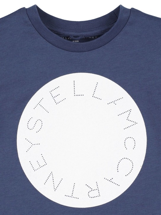 Stella Mccartney Kids: Printed cotton t-shirt - Blue - kids-boys_1 | Luisa Via Roma
