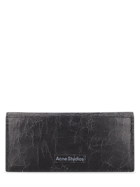 Acne Studios: Aveny leather evening wallet - Siyah - men_0 | Luisa Via Roma