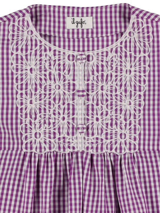 Il Gufo: Cotton piquet dress - Purple/White - kids-girls_1 | Luisa Via Roma