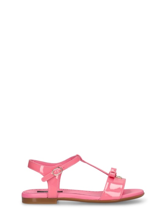 Dolce&Gabbana: Patent leather logo sandals - Pembe - kids-girls_0 | Luisa Via Roma