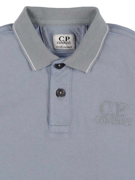 C.P. Company: Stretch cotton blend piquet polo shirt - Açık Mavi - kids-boys_1 | Luisa Via Roma