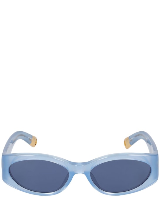 Jacquemus: Les Lunettes Ovalo sunglasses - Light Blue - men_0 | Luisa Via Roma