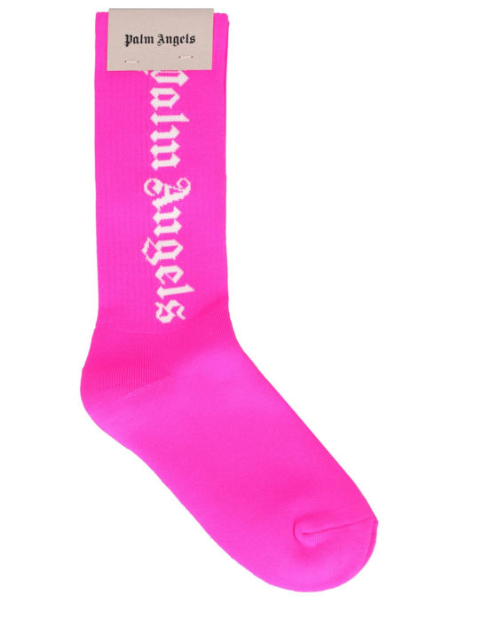 Palm Angels: Socken aus Baumwolle mit Logo - Fuchsie - women_0 | Luisa Via Roma
