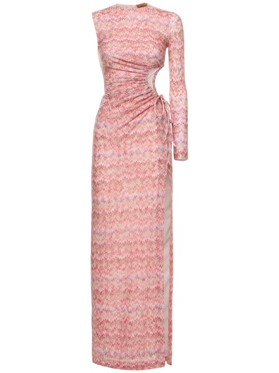 Missoni: Asymmetric lamé cutout long dress - Renkli - women_0 | Luisa Via Roma
