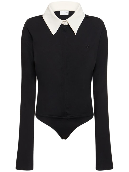 Courreges: Drop viscose jersey bodysuit - Black - women_0 | Luisa Via Roma