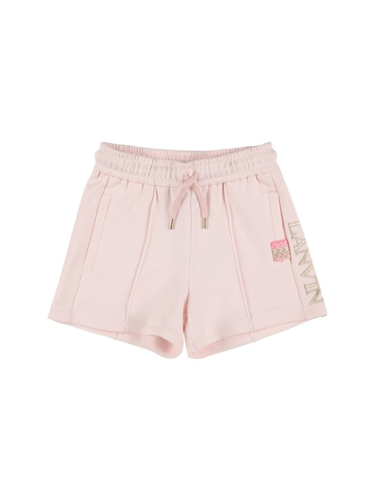 Lanvin: Shorts de felpa de algodón orgánico - Rosa - kids-girls_0 | Luisa Via Roma