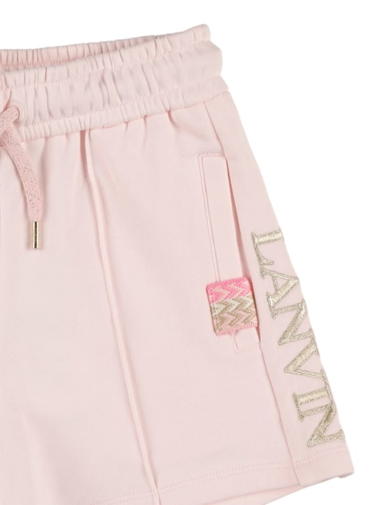 Lanvin: Shorts in felpa di cotone organico - Rosa - kids-girls_1 | Luisa Via Roma