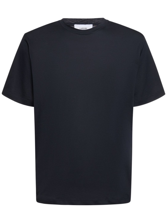 Lardini: T-shirt in cotone e seta - Blu - men_0 | Luisa Via Roma