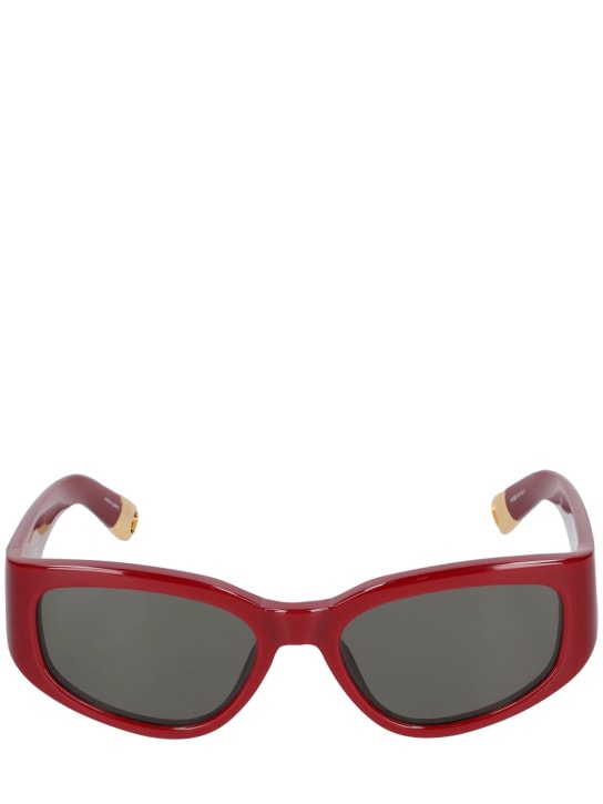 Jacquemus: Les Lunettes Gala sunglasses - Bordeaux/Grey - women_0 | Luisa Via Roma