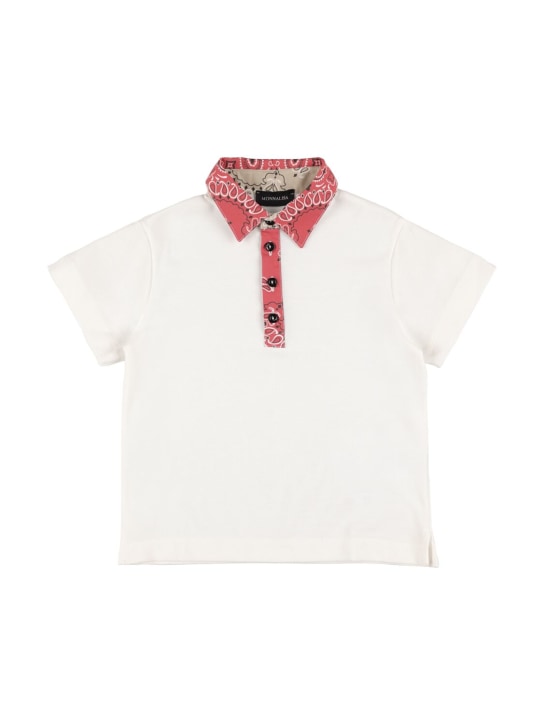 Monnalisa: Cotton piquet polo shirt - Beyaz - kids-boys_0 | Luisa Via Roma