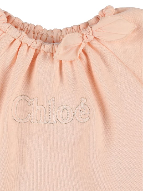 Chloé: コットンTシャツ＆ショートパンツ - ピンク - kids-girls_1 | Luisa Via Roma
