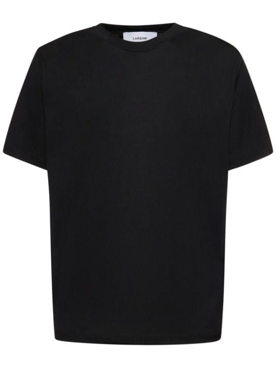 Lardini: Camiseta de seda y algodón - Negro - men_0 | Luisa Via Roma