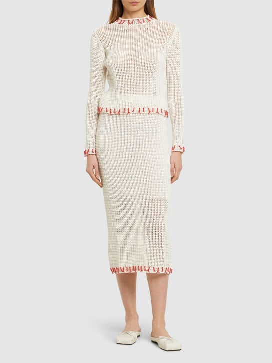 Reina Olga: Coral knitted midi skirt - White - women_1 | Luisa Via Roma