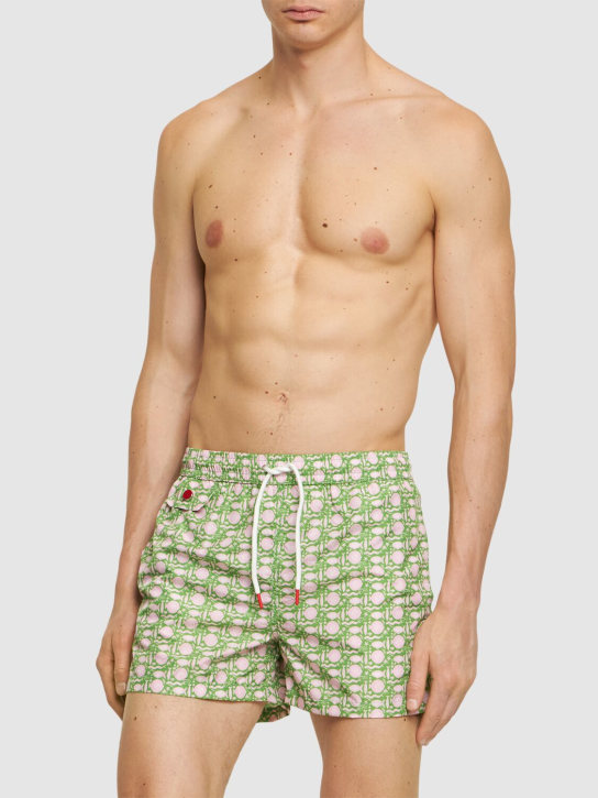 Kiton: Nylon swim shorts - Pink/Green - men_1 | Luisa Via Roma