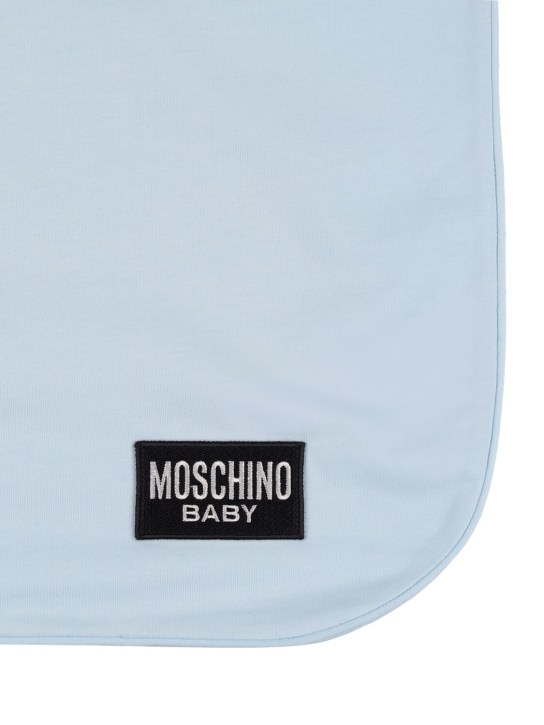 Moschino: Couverture en jersey de coton - Bleu Clair - kids-boys_1 | Luisa Via Roma