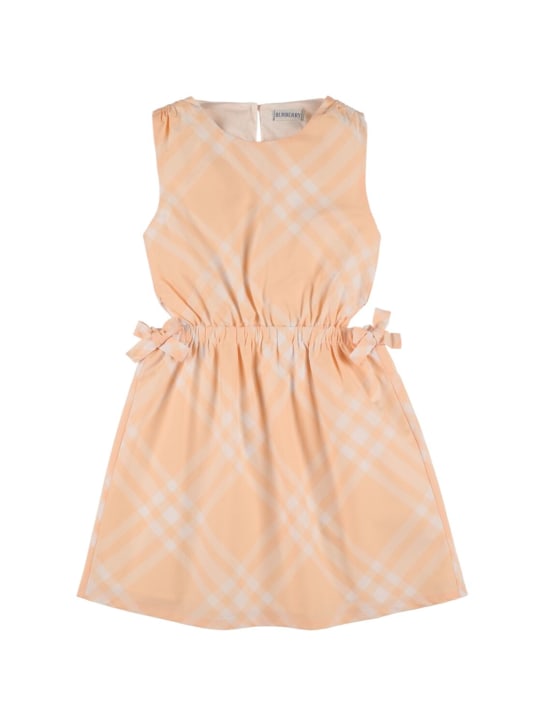 Burberry: Check cotton sleeveless dress - Orange/White - kids-girls_0 | Luisa Via Roma