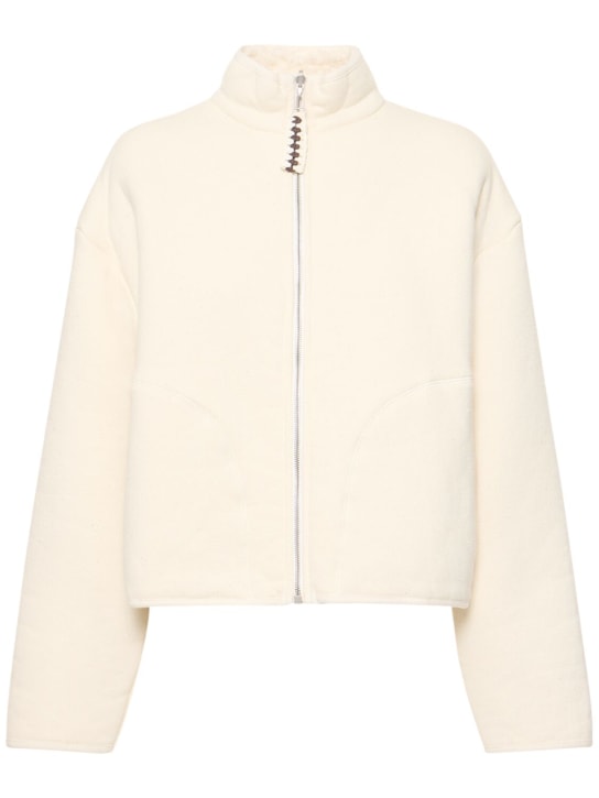 Jil Sander: Cotton fleece jacket w/zip - Fil dişi rengi - women_0 | Luisa Via Roma