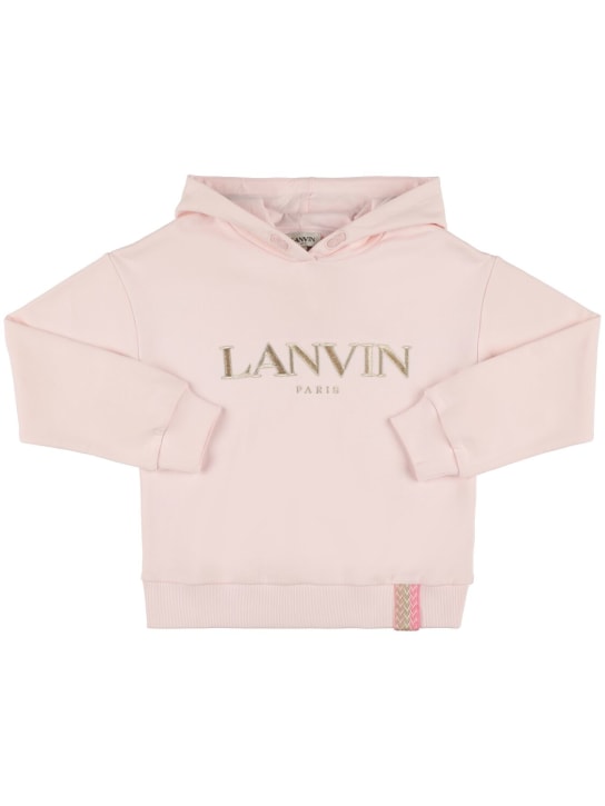 Lanvin: Sudadera de algodón con capucha - Rosa - kids-girls_0 | Luisa Via Roma
