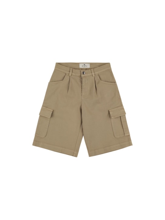 Etro: Cotton blend cargo shorts - Beige - kids-boys_0 | Luisa Via Roma
