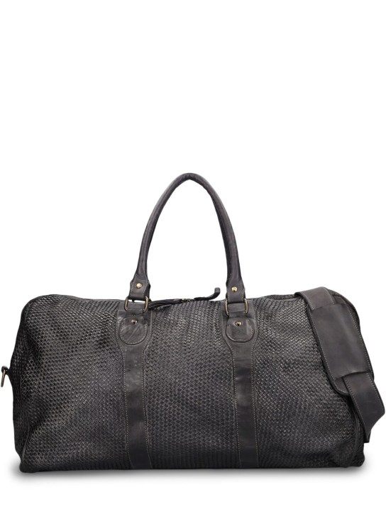 Giorgio Brato: Woven leather duffle bag - Black - men_0 | Luisa Via Roma