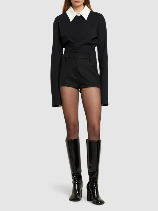 Courreges: Drop viscose jersey bodysuit - Black - women_1 | Luisa Via Roma
