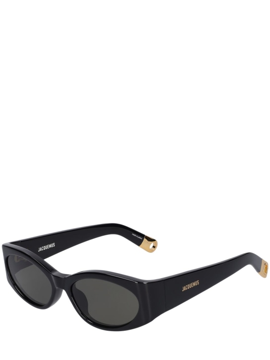 Jacquemus: Les Lunettes Ovalo sunglasses - Black/Grey - women_1 | Luisa Via Roma