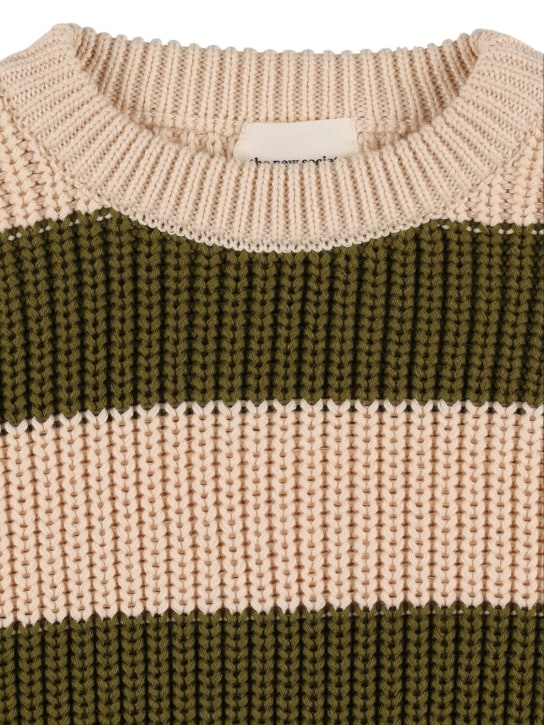 The New Society: Organic cotton knit sweater - Beige - kids-boys_1 | Luisa Via Roma