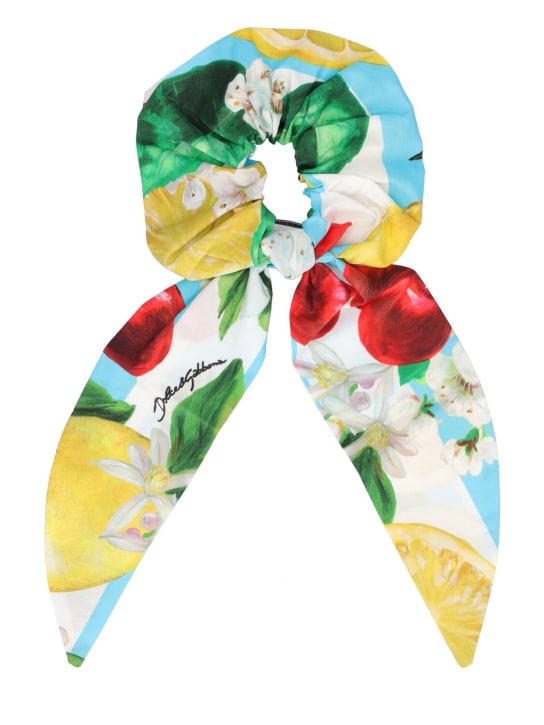 Dolce&Gabbana: Flower printed cotton scrunchie - Renkli - kids-girls_0 | Luisa Via Roma