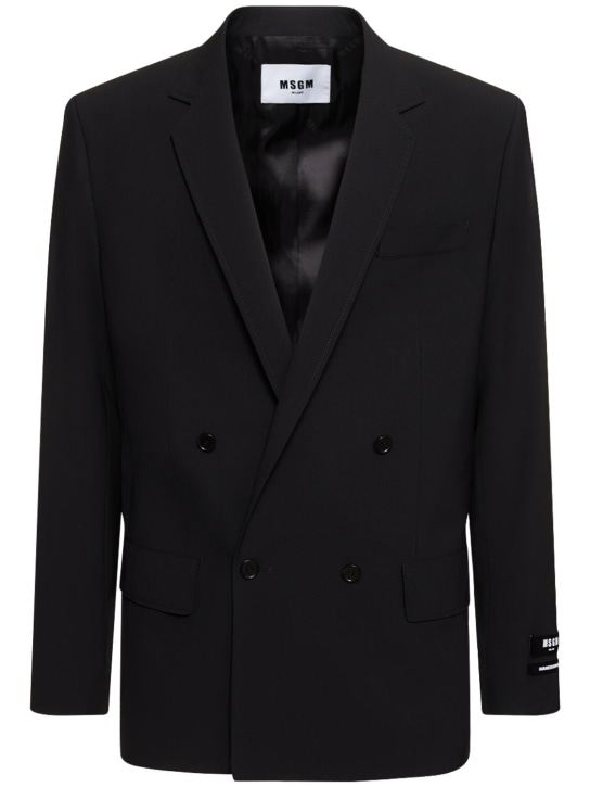 MSGM: Double breast wool blend jacket - Black - men_0 | Luisa Via Roma