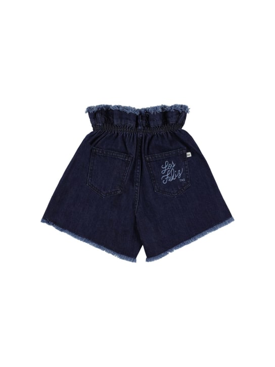 The New Society: Cotton denim shorts w/embroideries - Mavi - kids-girls_1 | Luisa Via Roma