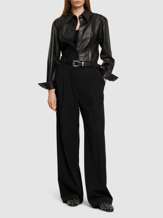 Alberta Ferretti: Leather shirt - Black - women_1 | Luisa Via Roma