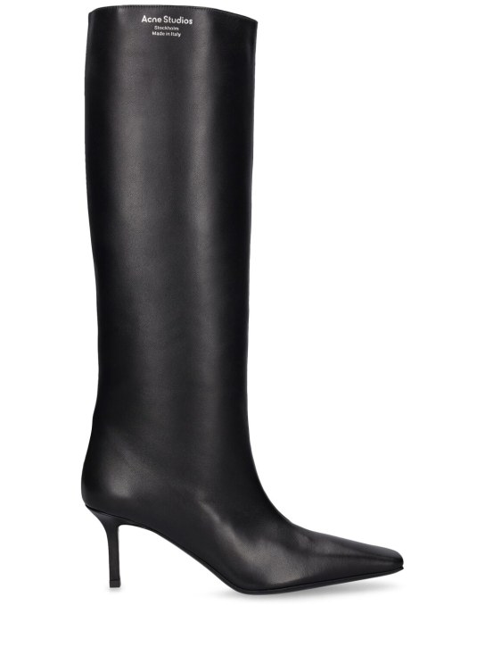 Acne Studios: 70mm Bezither leather tall boots - Black - women_0 | Luisa Via Roma