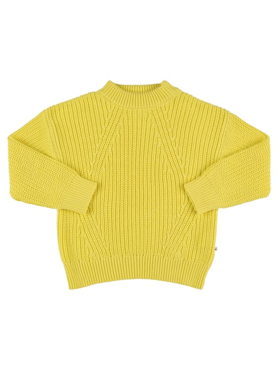 The New Society: Organic cotton knit sweater - Yellow - kids-girls_0 | Luisa Via Roma