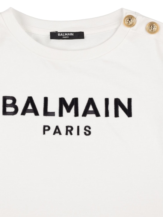 Balmain: Organic cotton jersey t-shirt - White - kids-girls_1 | Luisa Via Roma
