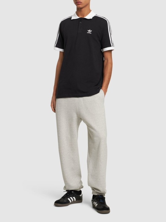 adidas Originals: 3-Stripe cotton polo - Siyah/Beyaz - men_1 | Luisa Via Roma