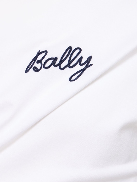 Bally: T-shirt en jersey de coton à logo - Blanc - men_1 | Luisa Via Roma