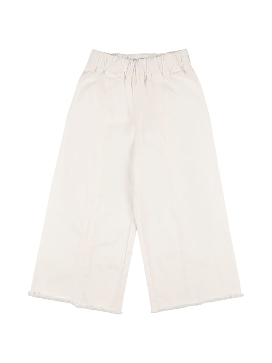 Il Gufo: Cotton gabardine wide pants - Beyaz - kids-girls_0 | Luisa Via Roma