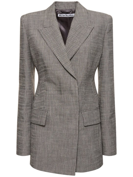 Acne Studios: Linen blend pinstriped jacket - Grey - women_0 | Luisa Via Roma