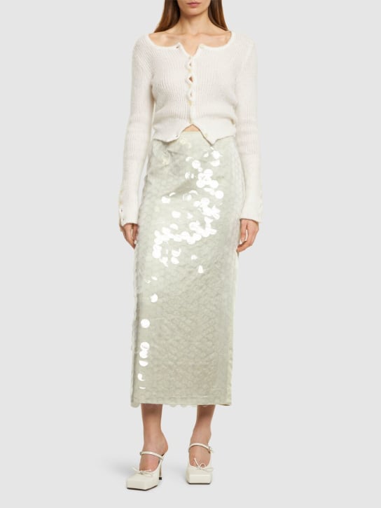 16arlington: Delta sequined mid rise long skirt - White - women_1 | Luisa Via Roma