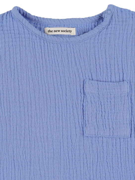The New Society: T-shirt en piqué de coton - Bleu - kids-girls_1 | Luisa Via Roma